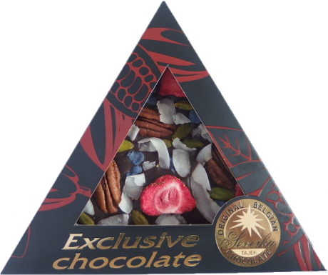 SEVERKA Exclusive trojuholník Horká čokoláda - pekanové orechy, pistácie, jahody, orgován a kokos