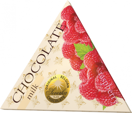 SEVERKA trojuholník Mliečna čokoláda - maliny