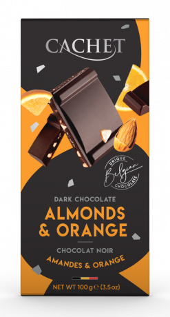 CACHET FRUIT Horká čokoláda 57% - pomaranč a mandle