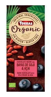 TORRAS Organic - Horká čokoláda - goji a acai
