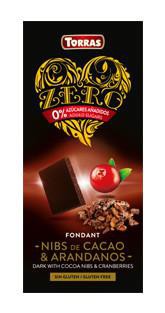 TORRAS ZERO Horká čokoláda - kakaové bôby a brusnica